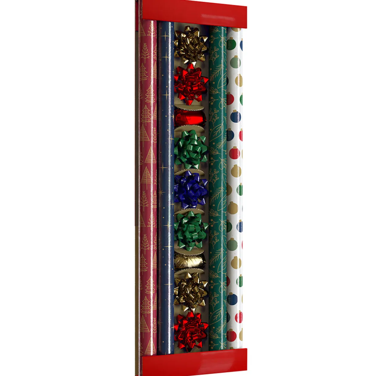 Gifi Kit papier cadeau x4 bolduc x2 noeud x7 motif nature Noël multicolore^ Loisirs Créatifs Et Emballage Cadeau