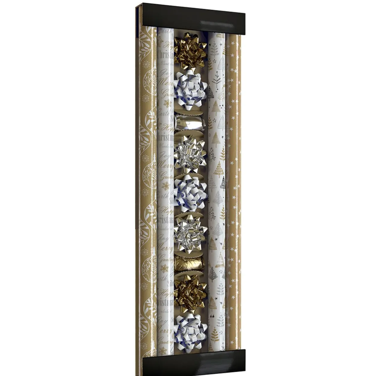 Gifi Kit papier cadeau x4 bolduc x2 noeud x7 gris argenté^ Loisirs Créatifs Et Emballage Cadeau