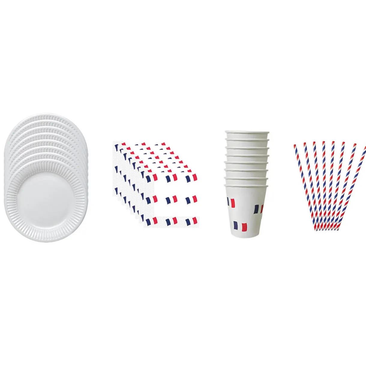 Clearance Gifi Kit vaisselle jetable Euro 2021 France pour 8 personnes