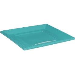 Best Gifi Lot de 6 assiettes carrées en plastique réutilisable vert émeraude