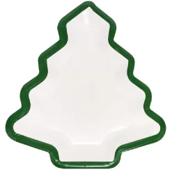 Clearance Gifi Lot de 10 assiettes carton Sapin blanc avec liseré vert