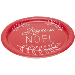 Best Gifi Lot de 10 assiettes en carton rouge "Joyeux Noël"