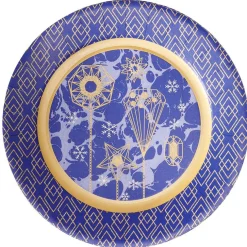 Best Gifi Lot de 10 assiettes jetables en carton bleu motif doré