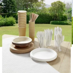 Clearance Gifi Lot de 50 assiettes plates rondes en carton kraft marron