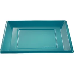 Sale Gifi Lot de 6 assiettes plates carrées en plastique réutilisable bleu canard