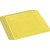 Best Gifi Lot de 6 assiettes plates carrées jaunes en plastique réutilisable