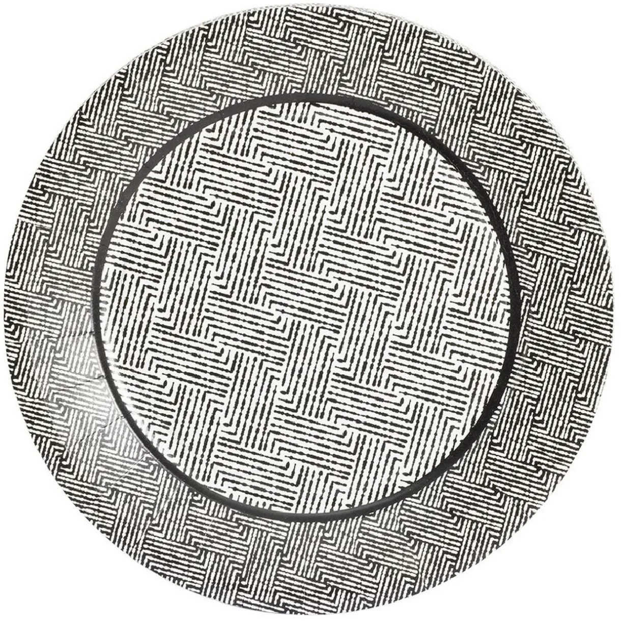 Clearance Gifi Lot de 10 assiettes plates rondes carton motif géométrique blanc et noir Ø23cm