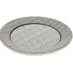 Clearance Gifi Lot de 10 assiettes plates rondes carton motif géométrique blanc et noir Ø23cm