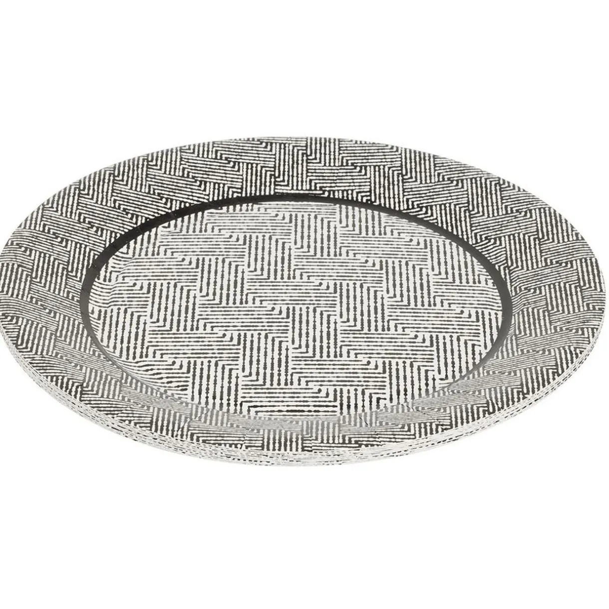 Clearance Gifi Lot de 10 assiettes plates rondes carton motif géométrique blanc et noir Ø23cm