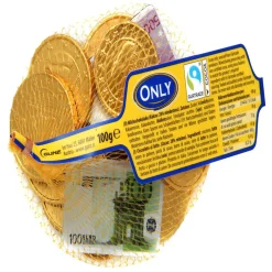 Gifi Lot de pièces dorées et billets en chocolat au lait 100Gr dans filet