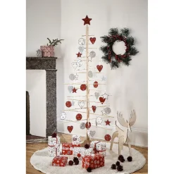 Sale Gifi Lot sapin de Noël en bois et 30 décorations