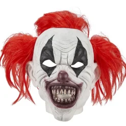 Online Gifi Masque adulte Halloween clown latex blanc avec cheveux rouges