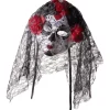Sale Gifi Masque squelette adulte jour des morts calavera fleur rouge et noir
