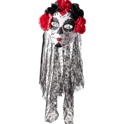 Sale Gifi Masque squelette adulte jour des morts calavera fleur rouge et noir