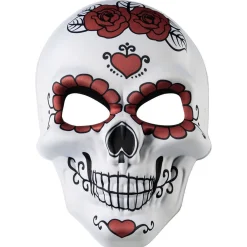 Best Gifi Masque squelette adulte jour des morts calavera fleur rouge et noir