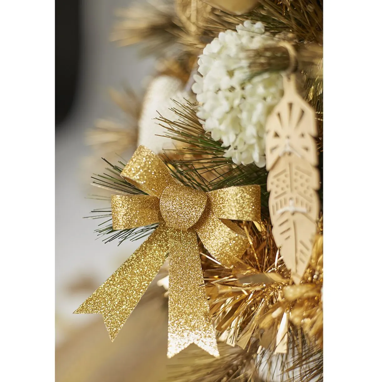 Discount Gifi Noeud de Noël doré à suspendre x3