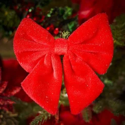 Clearance Gifi Noeud de Noël velours rouge x2 - 12xH13cm