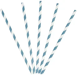 Sale Gifi Paille en papier motif chevron blanc et bleu x20