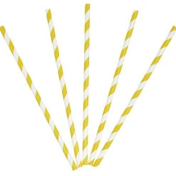 Sale Gifi Paille en papier motif chevron blanc et jaune x20