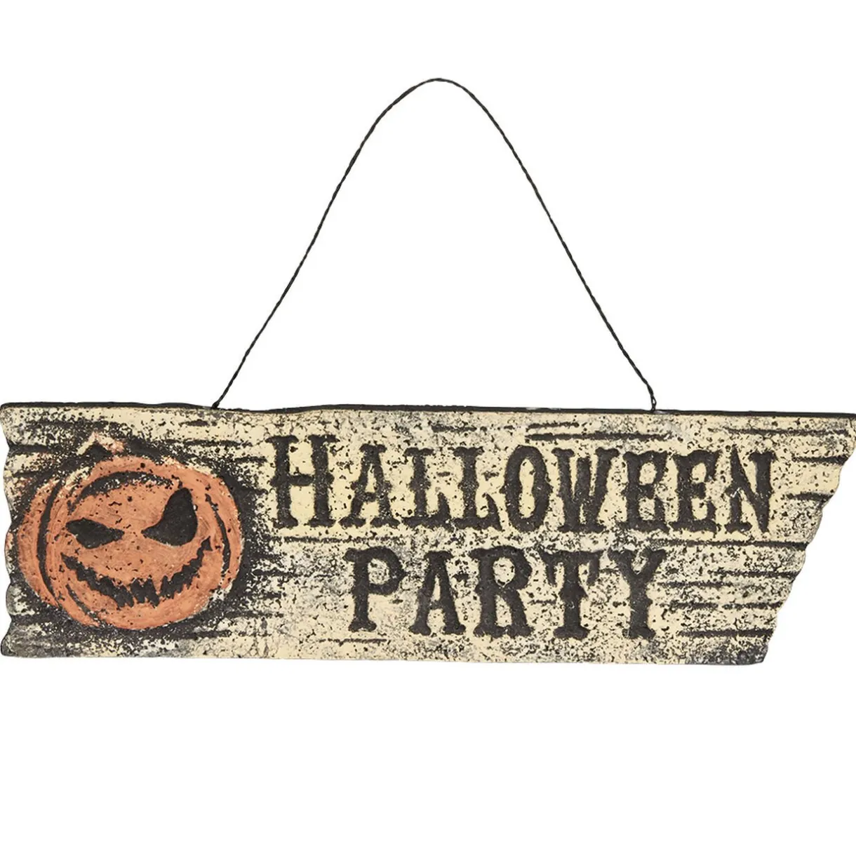 Outlet Gifi Pancarte inscription Halloween Party motif citrouille effet vieilli