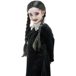 Sale Gifi Perruque enfant gothique 2 nattes noires