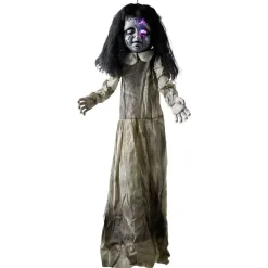 Online Gifi Petite fille tête craquée Halloween animé lumineux sonore à suspendre