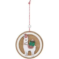 Gifi Plaque lama de Noël à suspendre^ Décoration Sapin