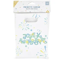 Gifi Pochette cadeau Joyeux anniversaire et feux d'artifice x 10^ Loisirs Créatifs Et Emballage Cadeau