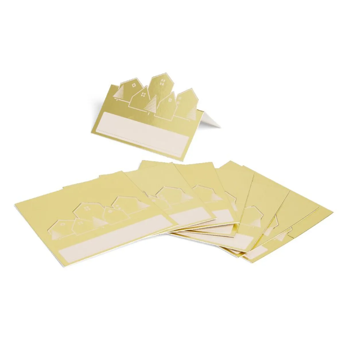 Sale Gifi Porte nom Noël en papier doré motifs sapins et maisons 8 pièces