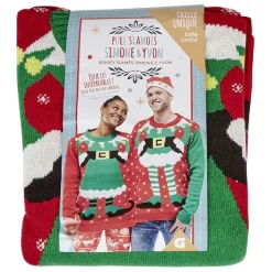 Gifi Pull de Noël adulte siamois^ Déguisement Et Tenue De Noël