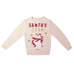 Gifi Pull de Noël enfant Santa's Team licorne rose^ Déguisement Et Tenue De Noël