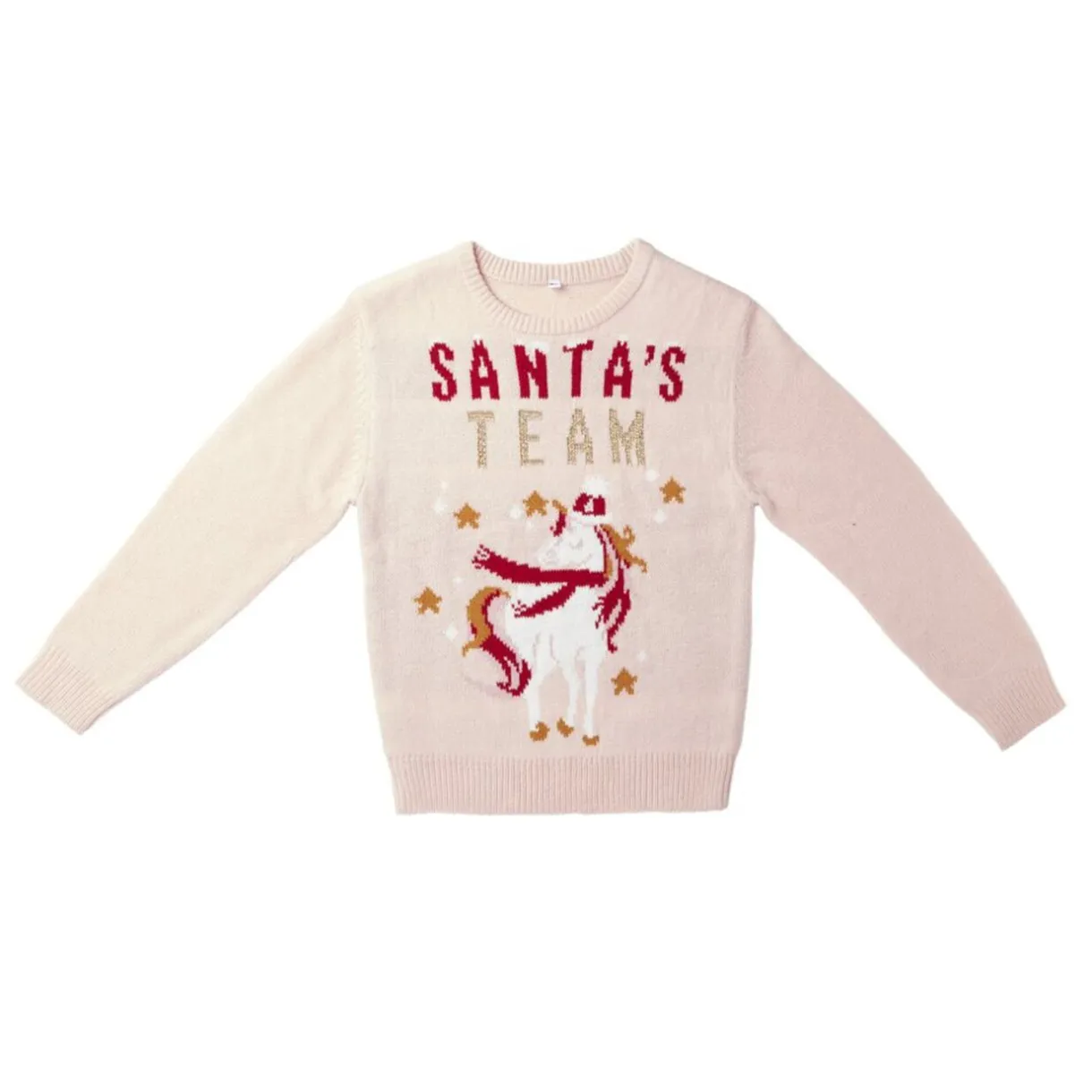 Gifi Pull de Noël enfant Santa's Team licorne rose^ Déguisement Et Tenue De Noël