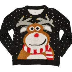 Gifi Pull de Noël fantaisie enfant rouge ou noir^ Déguisement Et Tenue De Noël