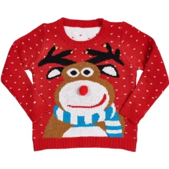 Gifi Pull de Noël fantaisie enfant rouge ou noir^ Déguisement Et Tenue De Noël