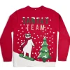 Gifi Pull de Noël inscription Santa's Team Ours rouge S/M ou L/XL^ Déguisement Et Tenue De Noël