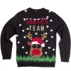 Gifi Pull de Noël inscription Santa's Team Renne noir S/M ou L/XL^ Déguisement Et Tenue De Noël