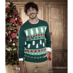 Gifi Pull de Noël vert adulte - Taille unique^ Déguisement Et Tenue De Noël