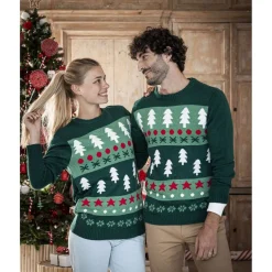Gifi Pull de Noël vert adulte - Taille unique^ Déguisement Et Tenue De Noël