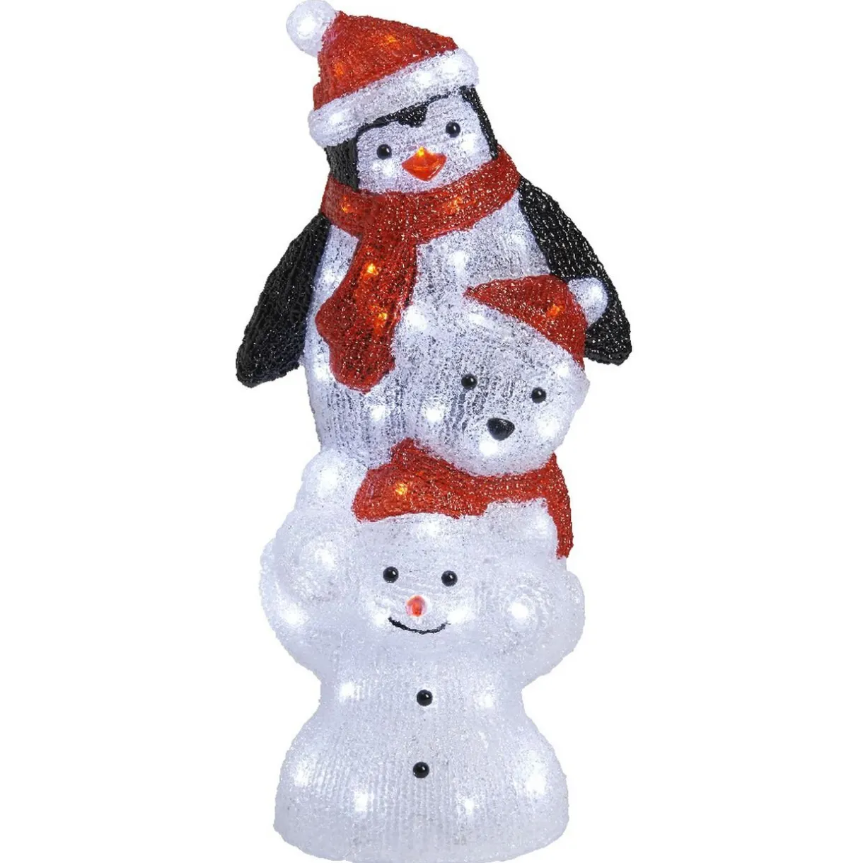 Gifi Pyramide bonhomme de neige ourson et pingouin lumineux^ Décoration Extérieure De Noël