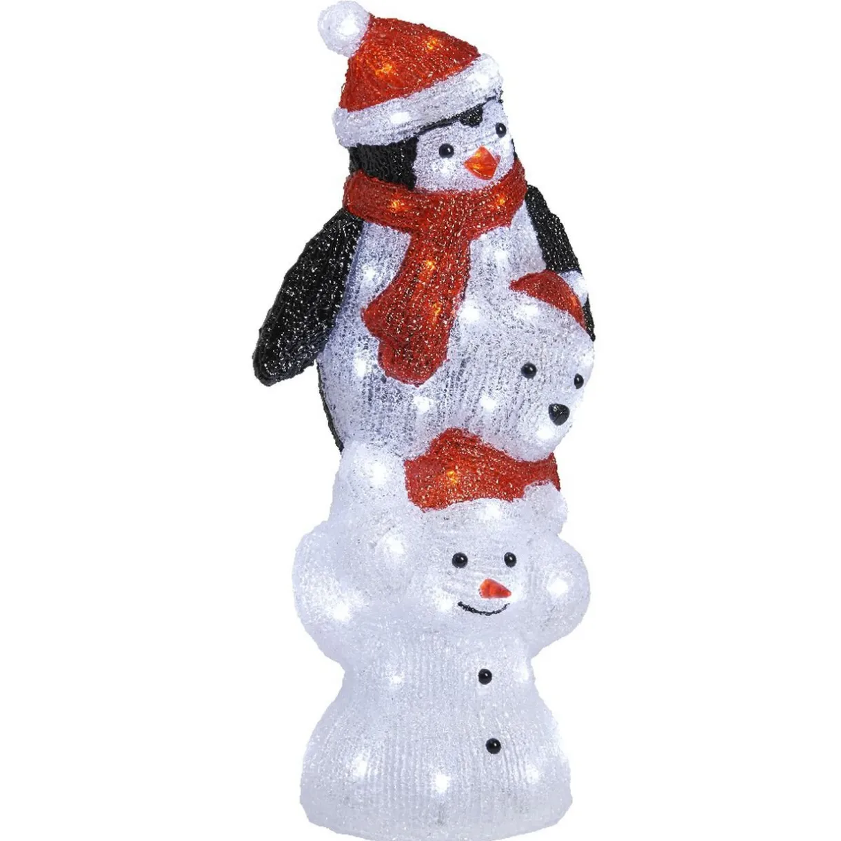 Gifi Pyramide bonhomme de neige ourson et pingouin lumineux^ Décoration Extérieure De Noël