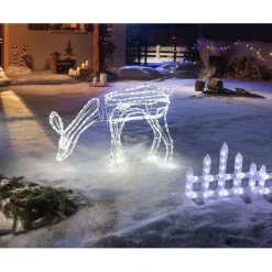 Gifi Renne 3D lumineux animé blanc clignotant^ Décoration Extérieure De Noël