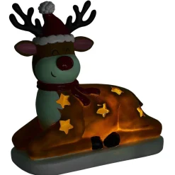 Gifi Renne solaire lumineux LED blanc chaud H25cm^ Décoration Extérieure De Noël