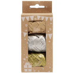 Gifi Rouleau de bolduc naturel/gris/doré 10m x3^ Loisirs Créatifs Et Emballage Cadeau