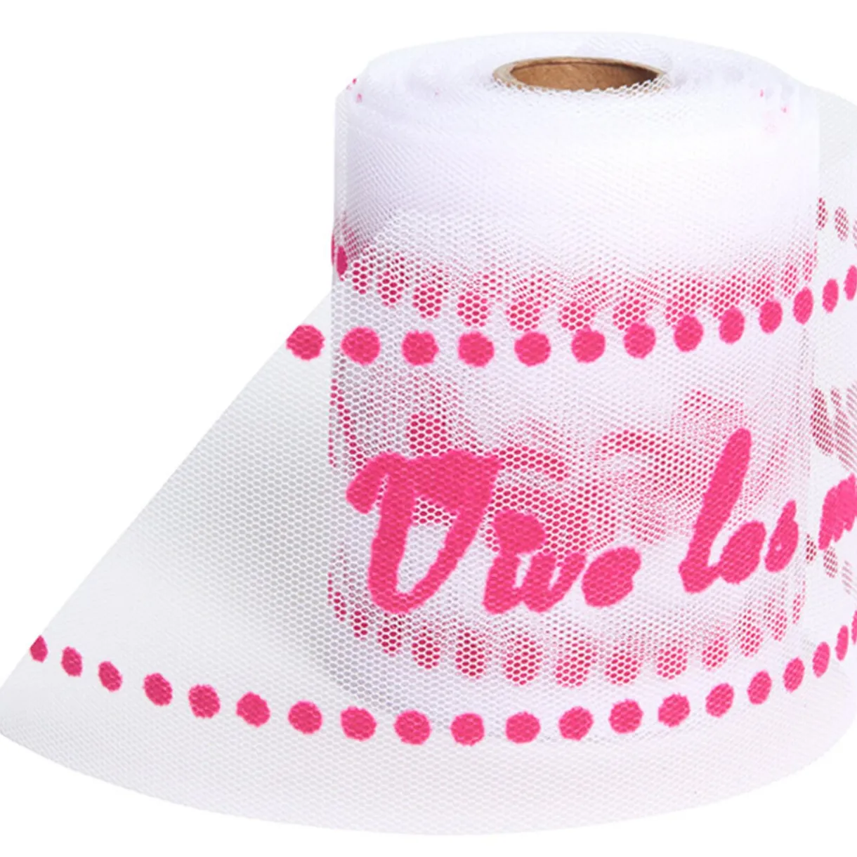 Best Gifi Rouleau de tulle vive les mariés blanc rose fuchsia