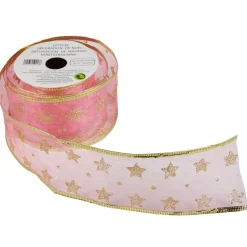 Gifi Ruban organza rose doré à paillettes 2,75 m^ Loisirs Créatifs Et Emballage Cadeau