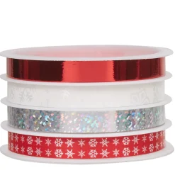 Gifi Ruban papier cadeau 5 m rouge blanc argenté x4^ Loisirs Créatifs Et Emballage Cadeau