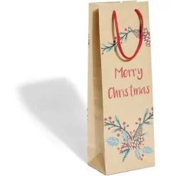 Gifi Sac bouteille Noël papier recyclé marron 12x8,5xH35cm - 3 modèles^ Loisirs Créatifs Et Emballage Cadeau