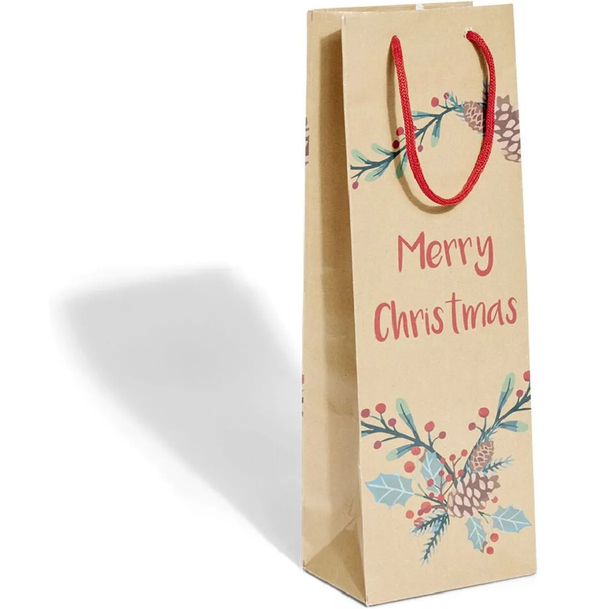 Gifi Sac bouteille Noël papier recyclé marron 12x8,5xH35cm - 3 modèles^ Loisirs Créatifs Et Emballage Cadeau