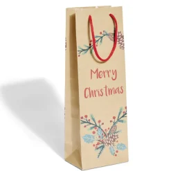 Gifi Sac bouteille Noël papier recyclé marron 12x8,5xH35cm - 3 modèles^ Loisirs Créatifs Et Emballage Cadeau