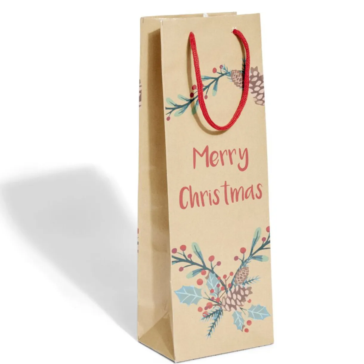 Gifi Sac bouteille Noël papier recyclé marron 12x8,5xH35cm - 3 modèles^ Loisirs Créatifs Et Emballage Cadeau